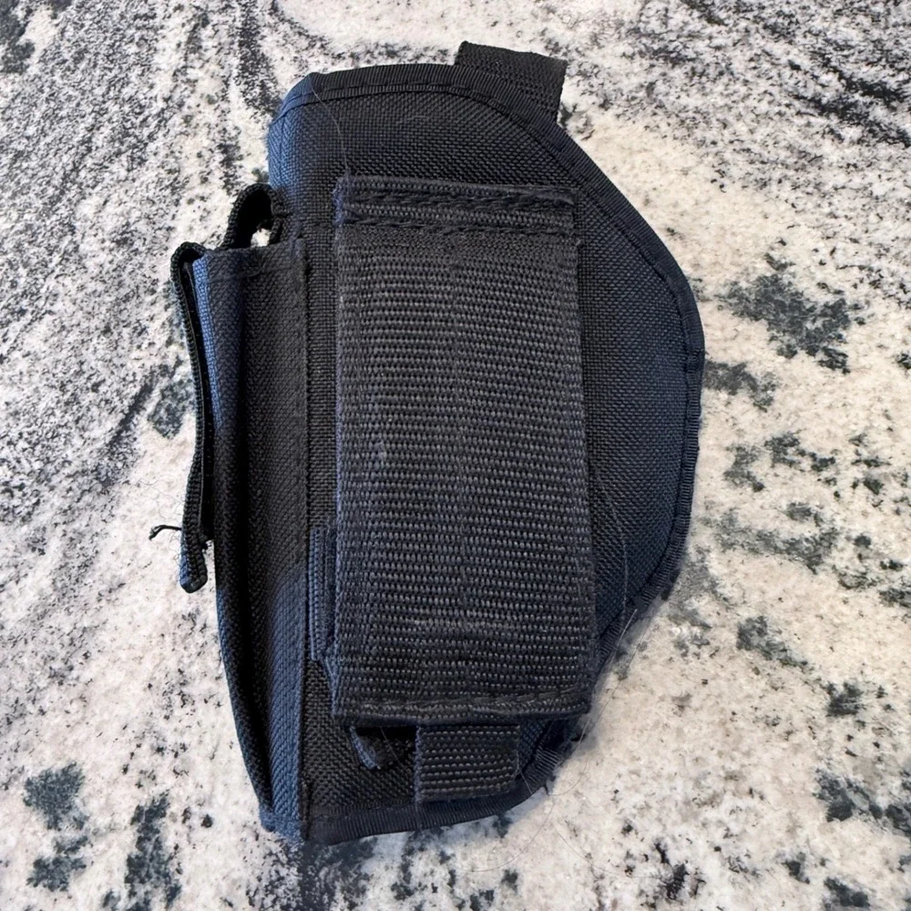 UTG Black Nylon Tactical Holster with Adjustable Buckle Strap and Side Pouch